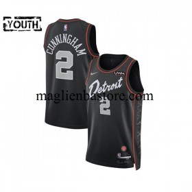 Maglia NBA Detroit Pistons Cade Cunningham 2 2023-2024 Nike City Edition Nero Swingman - Bambino